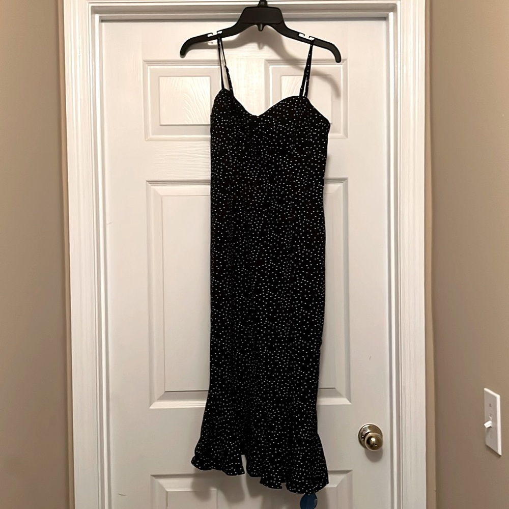 Cupshe strap dress, black and white polka dot. Silky material.
